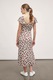 Motivi, Rochie cu imprimeu floral si slit frontal, Alb, Rosu stins, 42