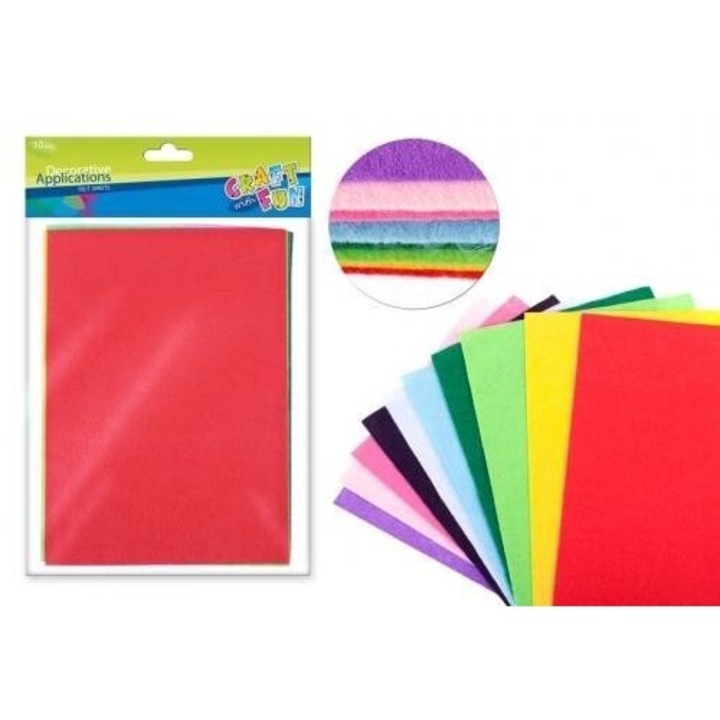 Set 10 foi filc A4, Craft with Fun, multicolor, 20x30cm