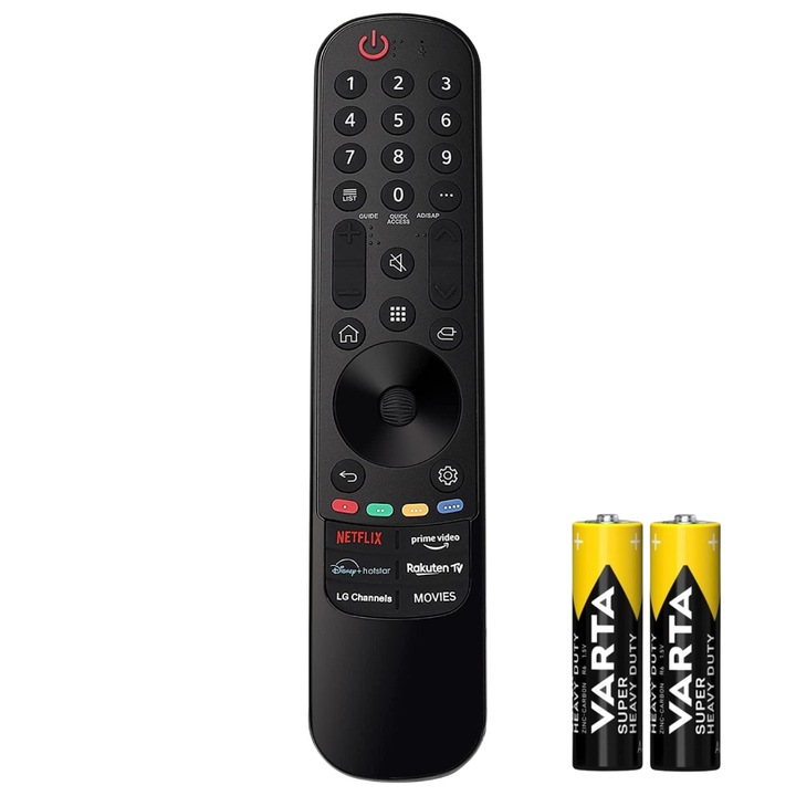 Съвместимо универсално дистанционно управление LG, Magic Remote L21A, Netflix, Prime Video, Rakuten TV, Disney, включени батерии, черно, Bigshot