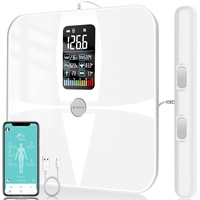 Cantar inteligent cu 8 electrozi, Lepulse, Bluetooth, Analiza compozitiei corporale, Max 180kg, Alb