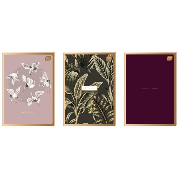 Комплект от 5 тетрадки А4, Interdruk, Metallic Satin Gold, 60 листа, 210x294 мм