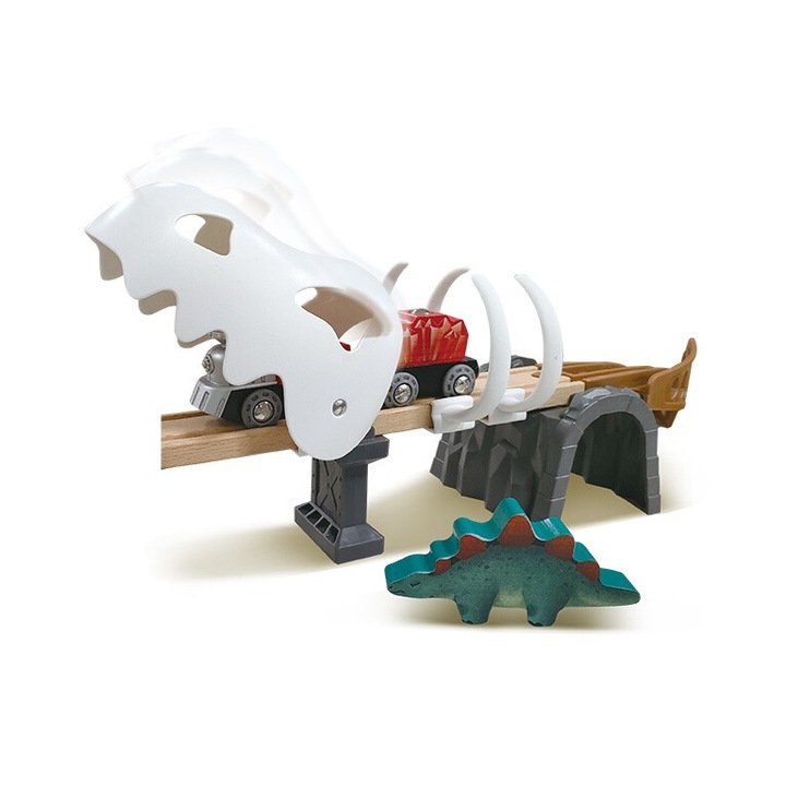 Set trenulet din lemn Aventura dinozaurilor, 3-8 ani