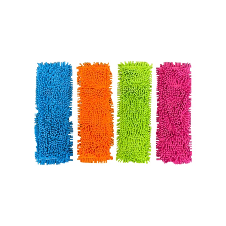 Set 4 Rezerve Mop cu Franjuri Microfibra, Compatibile cu Chenille, 41 x 12.5 cm, Multicolor, Bigshot