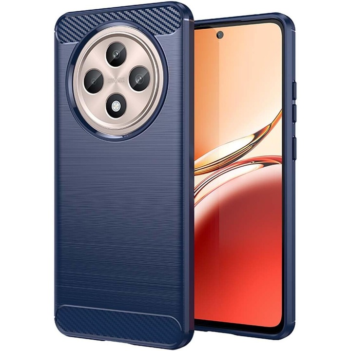Кейс за Oppo Reno 12F, 12FS Carbon Liquid Silicone син