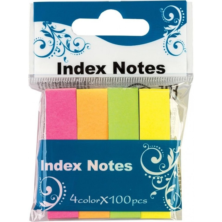 Set stick index, Centrum, 50x12mm, neon, multicolor, 100 buc