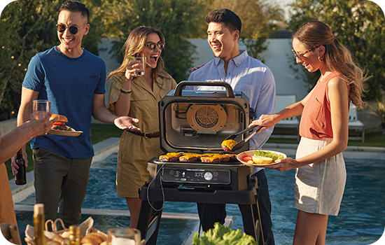 Gratar electric cu functie de afumare Ninja Woodfire Pro Connect XL BBQ Grill OG901, 1700W, 7 programe, placa cu invelis ceramic tip grill 45 x 29 cm, interval de temperatura 40-260°C, albastru 6 res aab600d153723001d5a8b6060e374e60