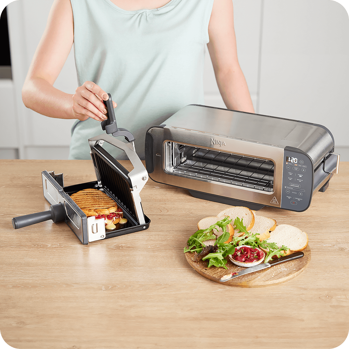 Gratar multifunctional Ninja Foodi 3in1 ST202, 2400W, 7 functii, design ...