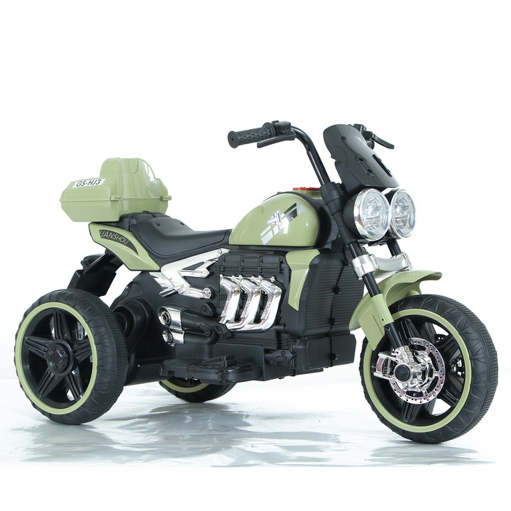 Електрически мотоциклет Mappy Classic, Със светлини и звуци, Зелен/Черен
