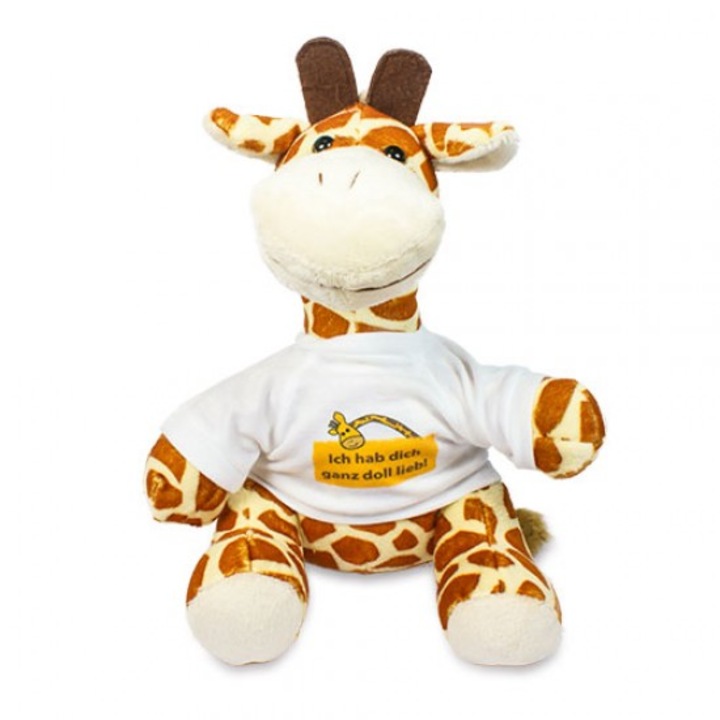 Girafa de plus cu tricou sublimabil alb, 22 cm