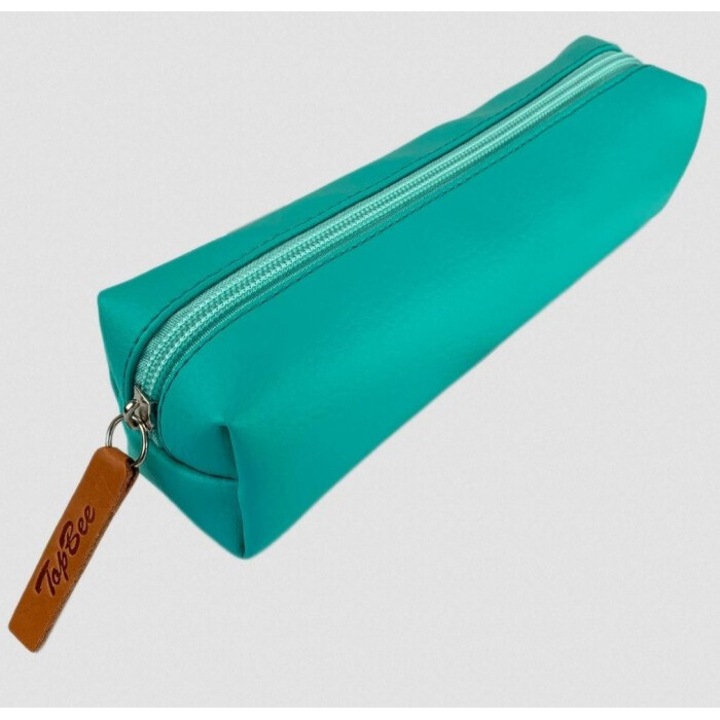 Правоъгълен несесер, Bee-bee, еко кожа, пастелен тюркоаз, 21x5,5см
