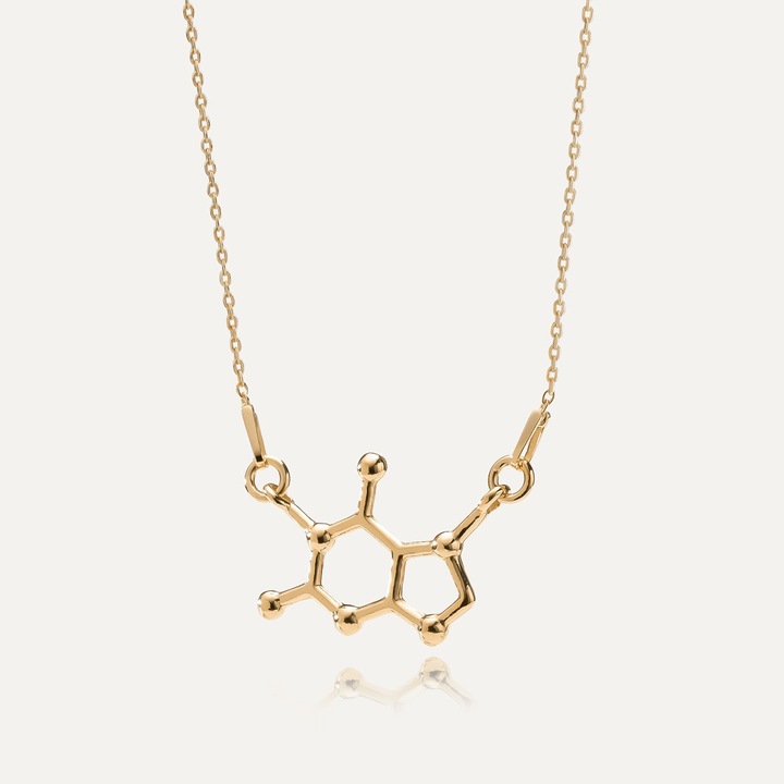 Сребърно колие, шоколад, златист