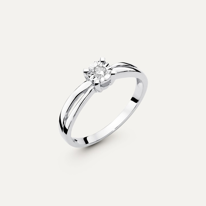 Златен годежен пръстен с диамант - Classic, 585 бял, Златист