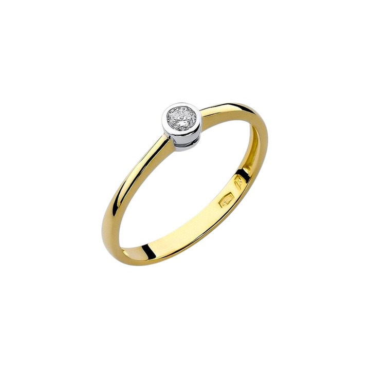 Inel de logodna din aur cu un diamant intr, De aur