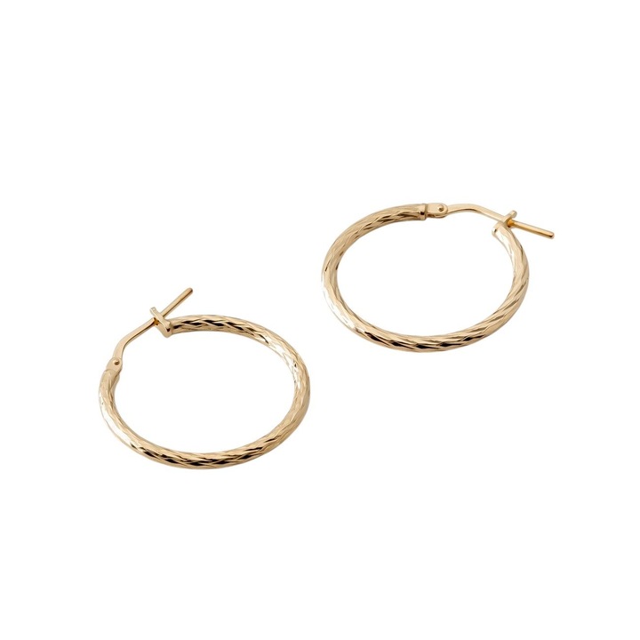 Cercei tip cerc de dimensiune medie cu diamante – Confectionati din Argint 925 de Inalta Calitate, Placare Eleganta cu Aur pentru un Look Sophisticat si Modern