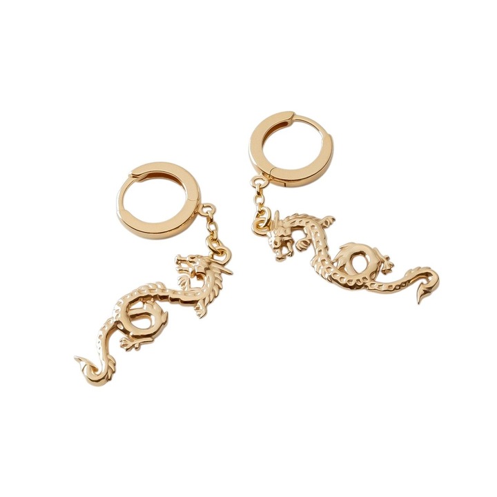 Драконови обеци от сребро 925, позлатени - впечатляващ дизайн и елегантност, уникален аксесоар с фини детайли за отличителна визия