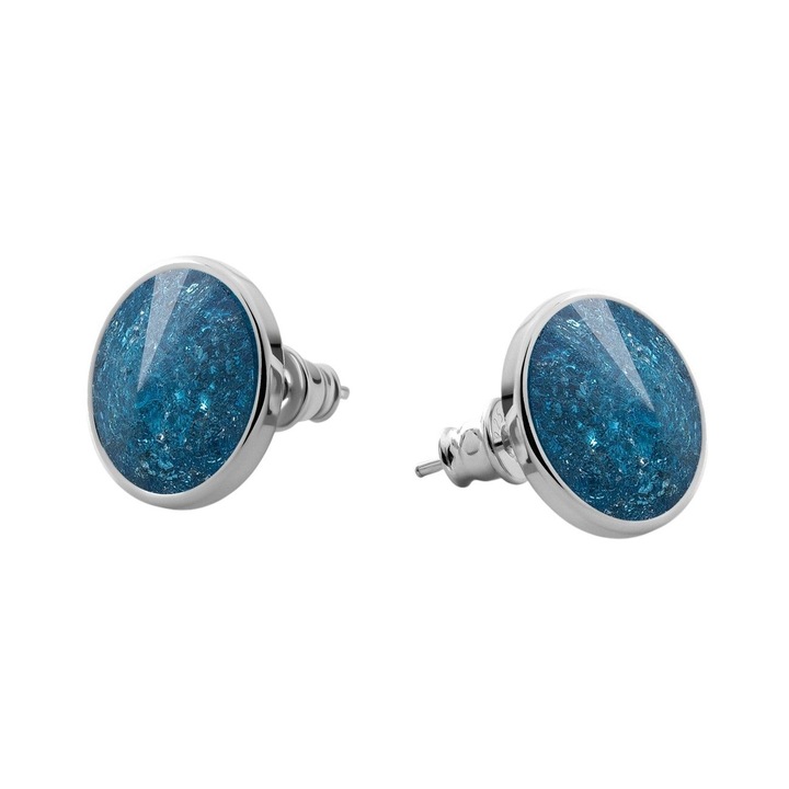 Обеци със сребърни кристали - среднощно синьо, покрити с платина - елегантност и незабравим блясък за всеки повод