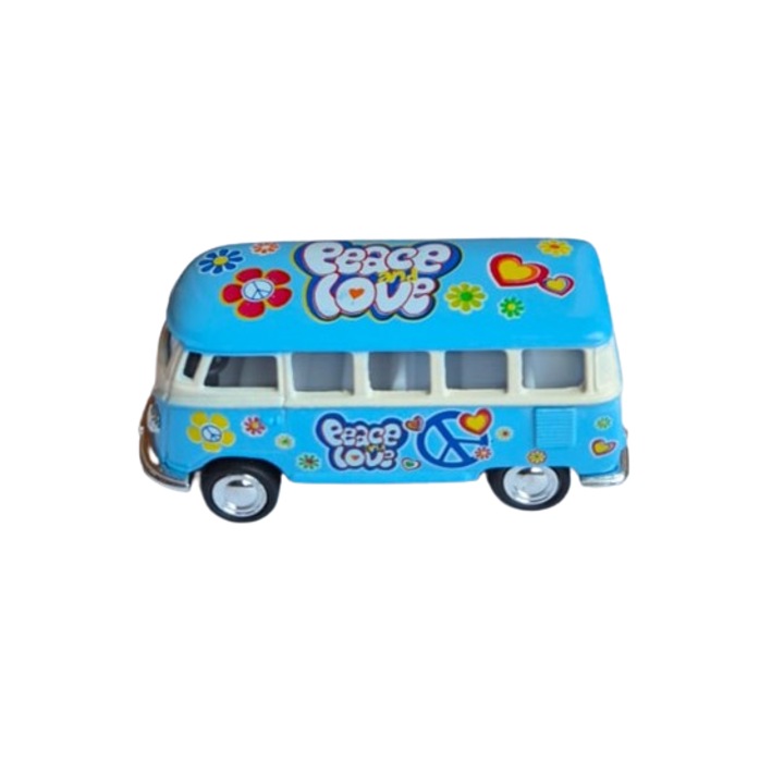 Modell Volkswagen T1 Samba mikrobusz, kék, Kinsmart 1/64