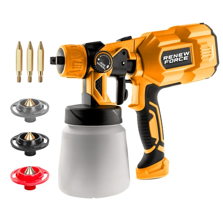 Elektromos festékszóró pisztoly, Renew Force, 550 W, 3 cserélhető fúvóka, 1200 ml, többszínű