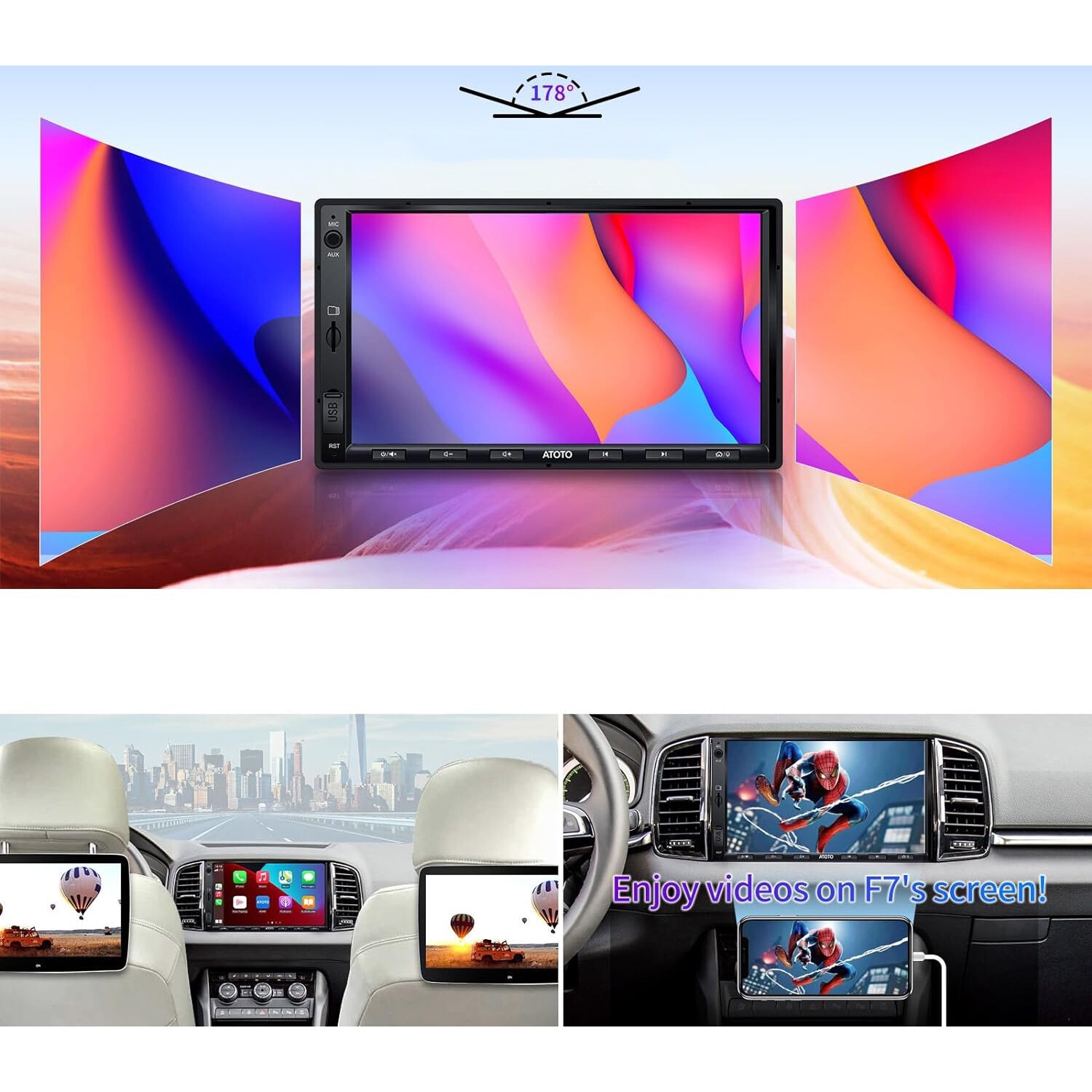 Multimedia Auto Atoto F7G2A7WE, CarPlay si Android Auto, Ecran IPS