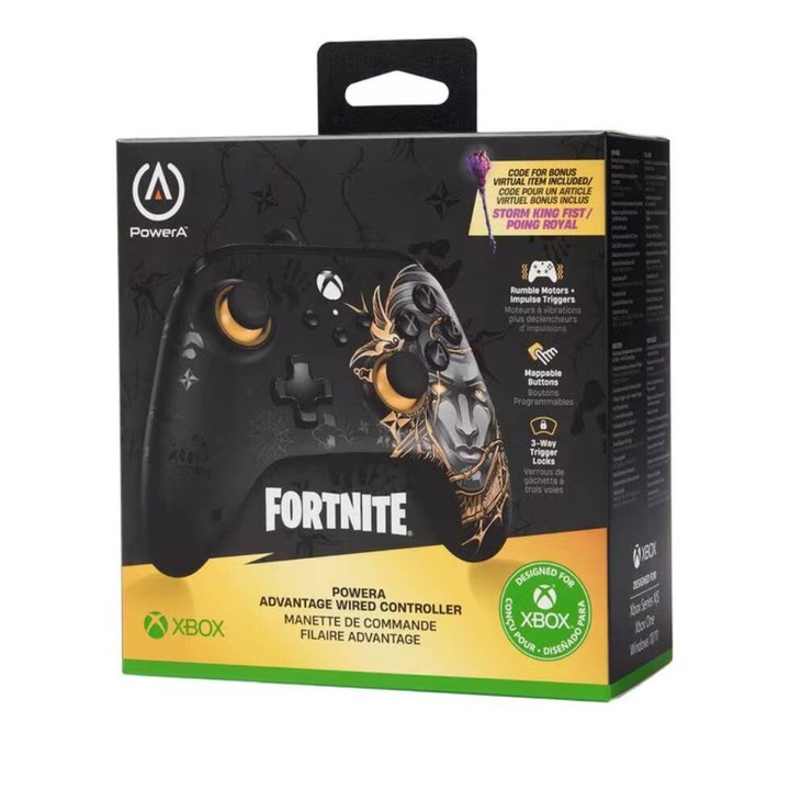 Kабелен контролер PowerA Advantage Midas Fortnite, за PC, Xbox One, Xbox Series X