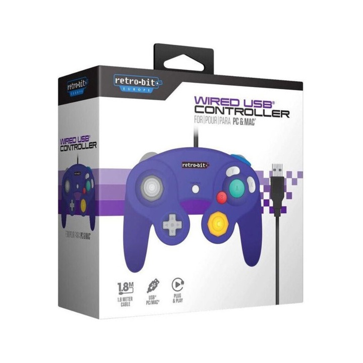 Kontroller Purple + Usb PC Wired Gamecube