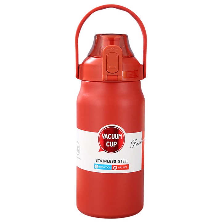 Termos din otel inoxidabil 316, Enforose, capacitate 1200ml, design portabil, culoare rosie