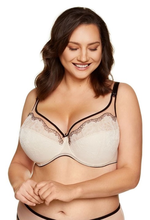 Dione melltartó, Gorteks, poliamid/poliészter/pamut, fekete/krémszínű, 70E EU