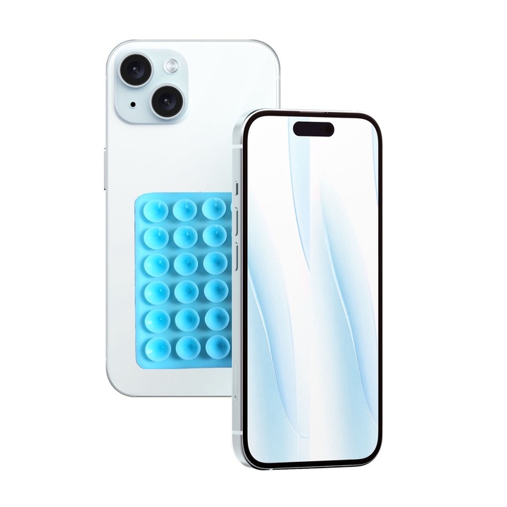 FanFox™ telefontok, Iphone 15, szilikon tapadókoronggal, világoskék