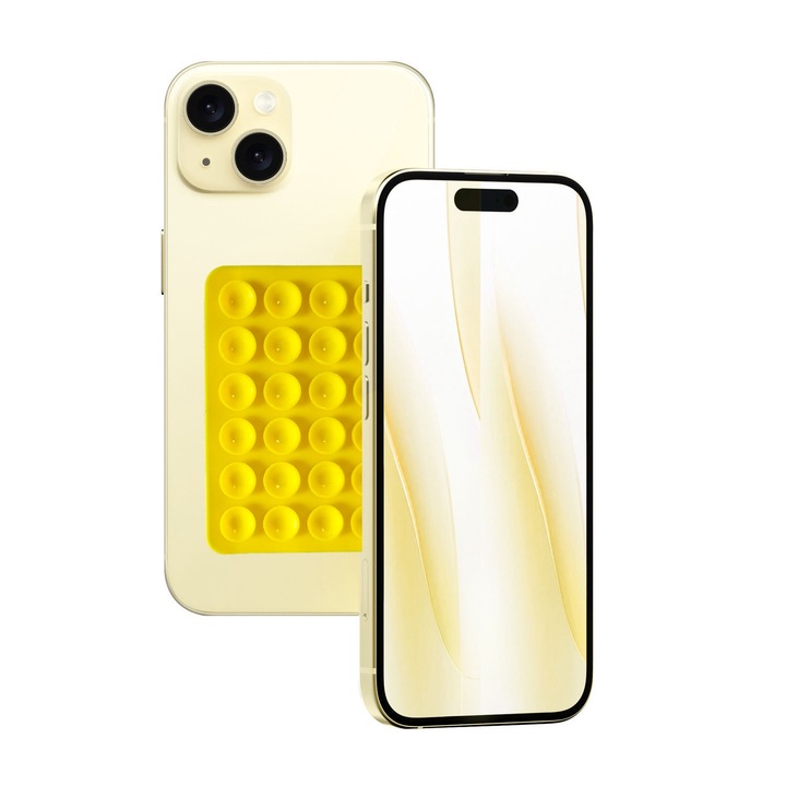 FanFox telefontok, kompatibilis Iphone 15, szilikon tapadókoronggal, sárga