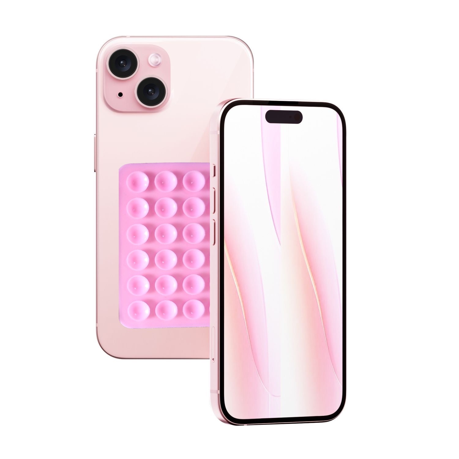 Husa pentru telefon FanFox™, Iphone 15, Cu Ventuza Din Silicon, Roz