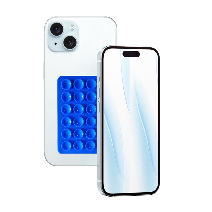 Калъф за телефон, FanFox™, Iphone 15, със силиконова вендуза, син