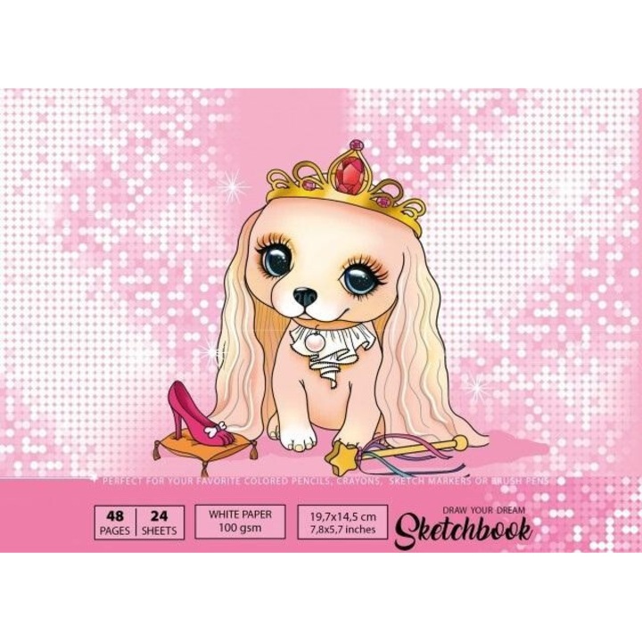 Bloc de desen Fresh, Printesa Catelus, 197x145mm, 100g/m²