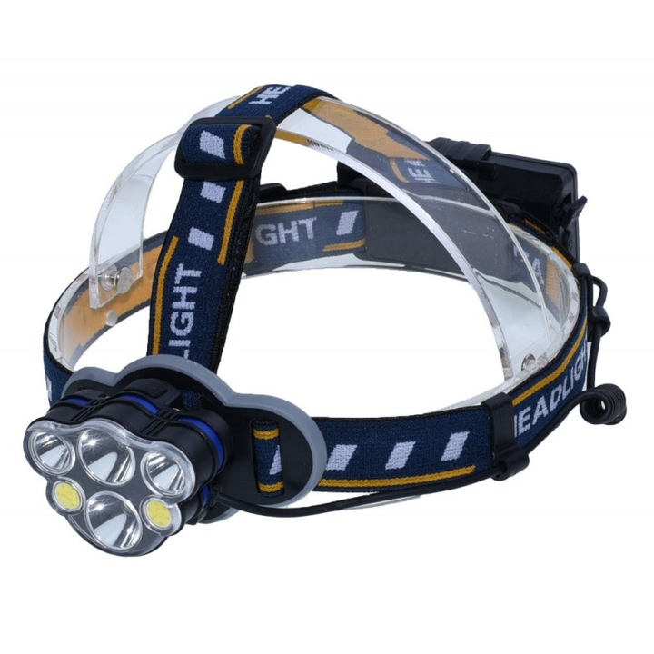 Fejlámpa akkumulátorral 4+2 LED, 2x Li-Ion 6800mAh