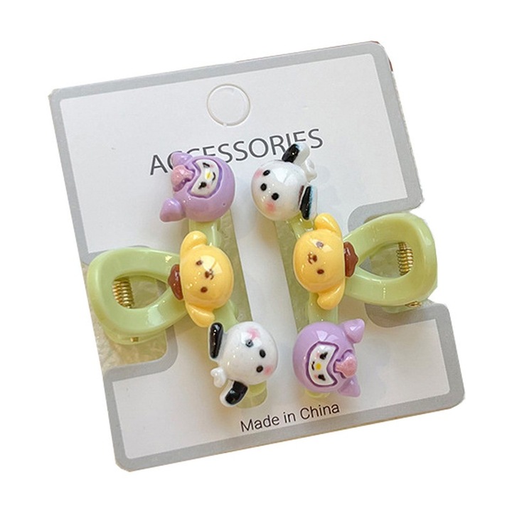 2 db-os hajcsat készlet lányoknak, polikarbonát, zöld, 4cm