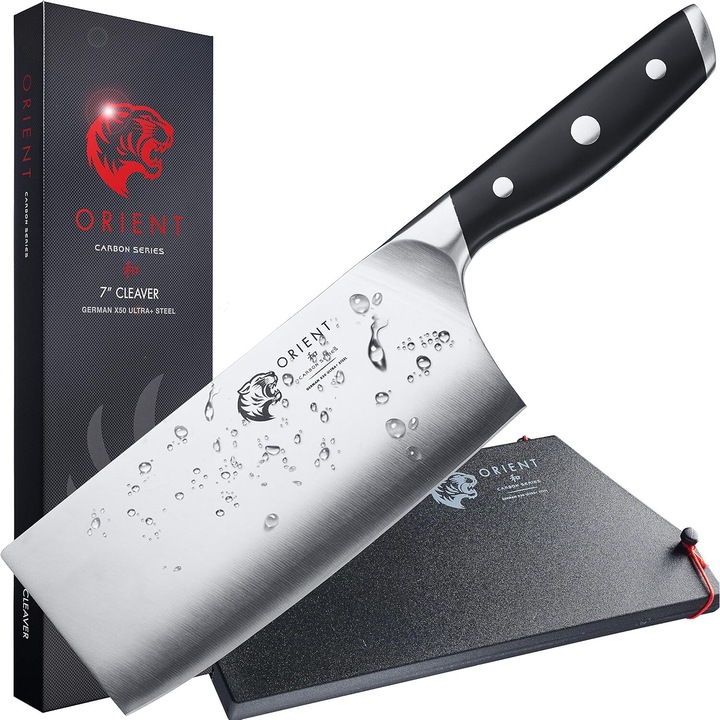 Кухненски нож тип сатър, Orient, Carbon Series, немска неръждаема стомана X50 Ultra +, черен