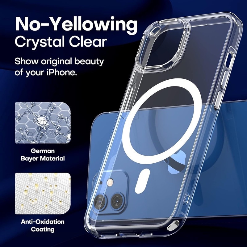 Husa pentru iPhone 12 Pro, rezistenta la ingalbenire, grip confortabil, transparenta, 6.1 inch, set cu 2 folii de sticla temperata