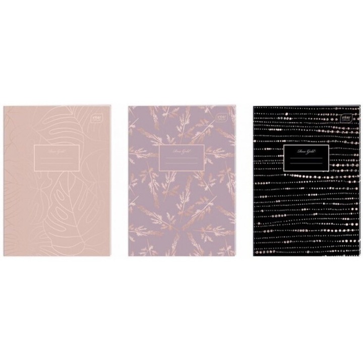 Комплект 5 тетрадки А4, Interdruk, 60 листа, каре, металик злато, 214x297 мм