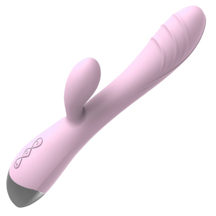 Yingyun Vibrátor, 10 vibrációs mód, USB töltés, Dupla stimuláció, Klitorisz és G-pont, Többszörös orgazmikus robbanás, Puha és sima orvosi szilikon, 21x3,5 cm, Rózsaszín