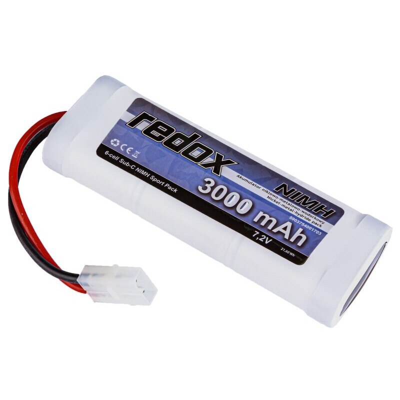 Acumulator NiMH, Redox, 3000 mAh, 7.2V, 13.2 x 4.7 x 2.4 cm, Alb