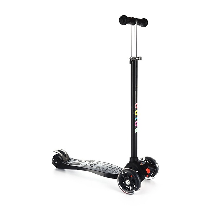 AcronicPro összecsukható robogó, Tökéletes a gyermekbiztonságért, 3 kerékkel, Egyensúlyt fejleszt, Gyerekeknek, 60 kg, Fekete