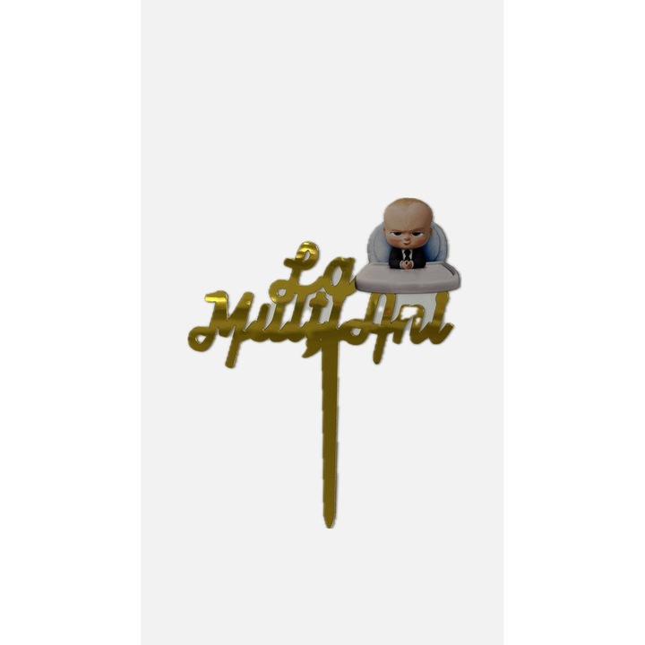 Decoratiune Topper Tort Baby Boss La Multi Ani, It's Party Time, 17 x 14 cm