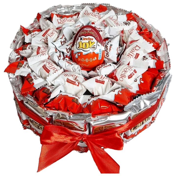 Cosulet diversificat din ciocolata cu praline cu cocos si alune si ou din ciocolata cu surprize, 57 de produse