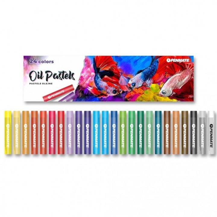 Set pasteluri ulei Penmate, 24 culori, non-toxic, 284x105mm