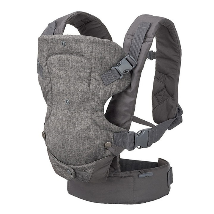 Marsupiu convertibil 4-in-1, ergonomic, pozitii fata-spate, gri, 3.6-14.5 kg