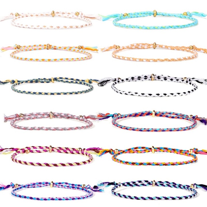 Set 12 bratari, Lucrate manual, Rezistente la apa, Multicolor