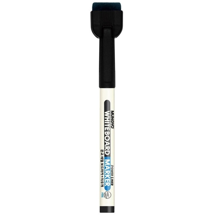 Set 12 markere mini cu burete, Mungyo, varf fibros 2mm, negru