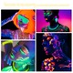 Neon UV arc- és testfesték szett, fluoreszkáló, 12 szín, többszínű, vízben oldódó, bulikra és Halloweenre