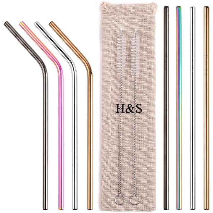 Set 8 paie reutilizabile cu 2 perii pentru curatare, H&S, muticolor, 20 cm