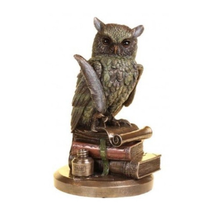 Statueta bufnita, polirasnina acoperita cu bronz, absolvire 15x14x23 cm