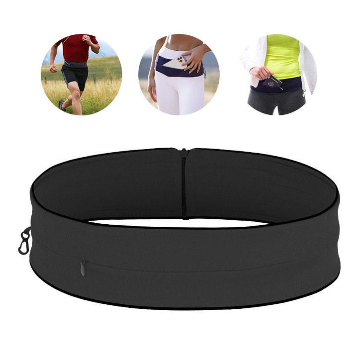Geanta sport, capacitate mare, cu buzunare si fermoar, neagra, mare, L